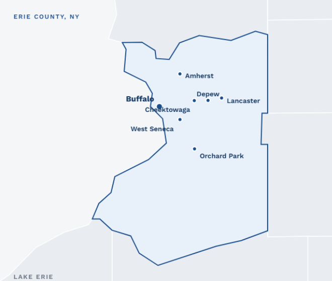 Map of the Erie County service area
